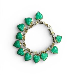 Warner Gold Green Heart Charm Bracelet